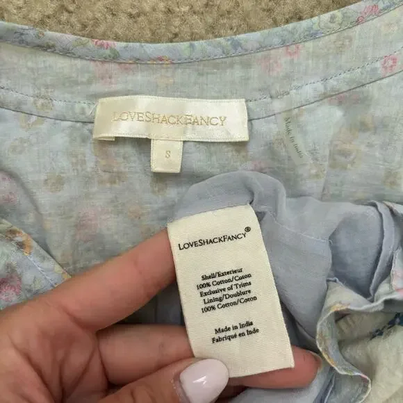 SALE! loveshackfancy - roth dress mini ruffled v-neck puff sleeves print floral - Picture 9 of 9